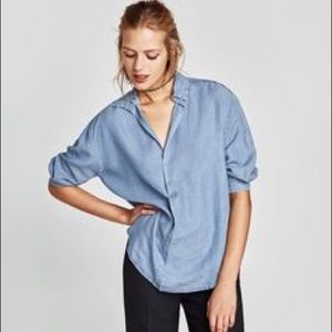 Zara Flowing V Neck Blouse